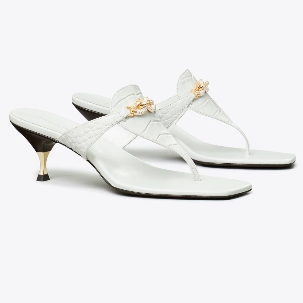 Tory Burch $328 JESSA LOW KITTEN HEELED SANDAL Gold 9.5 10 RUN SMALL
